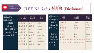 036 Learn Japanese JLPT N5 文法：辞書形（Dictionary form） [upl. by Anaynek]