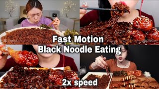 Asmr Black Noodles eating compilations mukbang  2x speed [upl. by Rufus]