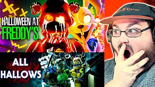 HALLOWEEN FNAF SONGS FNAF SONG quotHalloween at Freddys Remixquot amp 2 quotAll Hallowsquot FNAF REACTION [upl. by Ahseele]