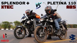 Bajaj Platina 110 ABS vs Hero Splendor Plus Xtec Long Race [upl. by Atteyek]