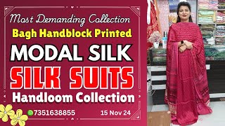 15 Nov 24  Bagh Handblock Printed MODAL SILK SUITS  Most Beautiful Handloom Collection [upl. by Plank271]