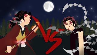 Yoriichi Vs Tanjiro Demon King Kimetsu no Yaiba  Stick Nodes [upl. by Ycrem]