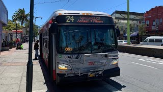 SF MUNI 2018 New Flyer XDE40 8947 on 24 Divisadero [upl. by Madelaine]