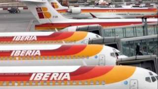 Spanish Iberia Airlines stewardess indistinctable safety instructions [upl. by Annovoj]