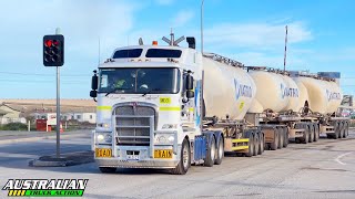 Kenworth K200 dry bulk tanker road train taking off [upl. by Halda822]