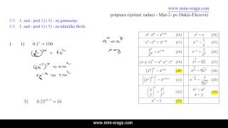 Eksponencijalne jednadžbe  poglavlje 55 zadataka br 1 pod 1 i 5  matematika 2 [upl. by Fulcher492]