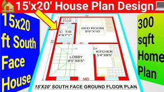 15x20 House plan  15x20 House Design  300 sq ft House  1520 House plan  15 by 20 House plan [upl. by Ecirual730]