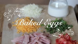 Baked Eggs in Ramekins with Ham Cheese Tomatoes amp Chives [upl. by Yorgen]