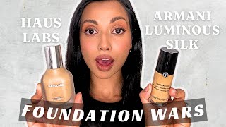 FOUNDATION WARS  Haus Labs vs Armani Luminous Silk Comparison  BrownOlive Skin [upl. by Cadmar]