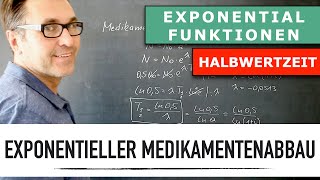 Zerfallsgesetz bei Radioaktivität  Exponentialgleichung lösen  Halbwertszeit [upl. by Enaywd]