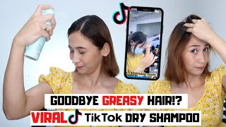 VIRAL TIKTOK DRY SHAMPOO  GOODBYE GREASY OILY HAIR  Lolly Isabel [upl. by Hazeghi]