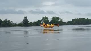 Super Scooper Canada Amphibious Aircraft in training on the Dordogne France [upl. by Nodlehs]