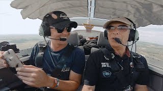 Departing Oshkosh in style  thecandourist and airshow announcer Rob Reider fly together [upl. by Yenitsed177]