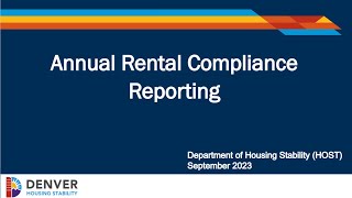 Annual Rental Compliance Reporting [upl. by Eniamrehs]