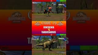 RINCHENIA VS TARBOSAURUS  JURASSIC WORLD THE GAME [upl. by Imhskal554]