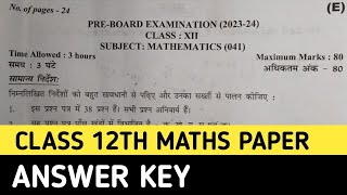 Pre board exam class 12th MATHS paper Solution 202324  Evening shift  DOE DELHI  Answer key [upl. by Muslim]