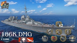 ELBING IS THE LEGENDARY MODULE WORTH IT 186K DMG worldofwarshipsreplays worldofwarship [upl. by Ellehsat]