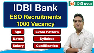 IDBI Executive Notification 2024  IDBI ESO Job Profile Salary Selection Process  Full Details [upl. by Wolram455]