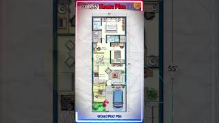 20× 55 house plan with car parking 2bhk with office 20 by 55 house design houseplanhomedesign [upl. by Rabush685]