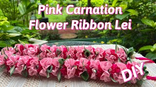 Pink Carnations Flower Ribbon Lei DIY [upl. by Eyma80]