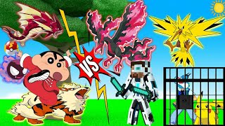 Minecraft  Shinchan Save Oggy from quotHEROBRINEquot  Pokemon [upl. by Dlorrej223]