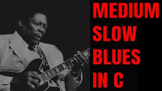 MEDIUM SLOW 12 BAR BLUES JAM KEY OF C  GUITAR BACKING TRACK [upl. by Noved628]