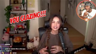 KSI reacts to Valkyrae talking about meeting KSI [upl. by Forsta]