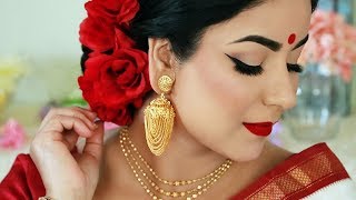 Traditional Pahela Baishakh Look 2019 Only 2 eyeshadows [upl. by Ennayr]