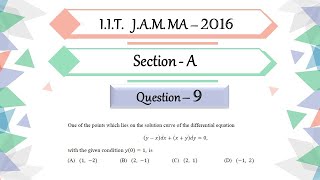 IIT JAM 2016 Mathematics Solution  Question 9  Differential Equation  Solution of First Order [upl. by Lewison920]