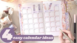 4 ✨Easy✨ Monthly Calendar Ideas for your Bullet Journal [upl. by Sigismundo]