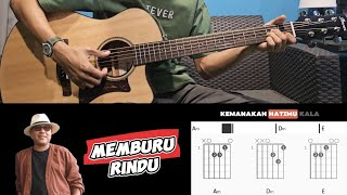 Memburu Rindu Hattan  Original Key A Minor Guitar Chord amp Lirik [upl. by Reinal]