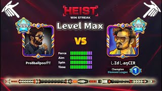 8 ball pool  Heist Win Streak 🔥 Cue Level Max From 38 Ring [upl. by Aeuhsoj655]