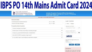 IBPS PO Mains Admit Card 2024 How to Download IBPS PO Mains Admit Card 2024 IBPS PO Mains Admit Card [upl. by Rebeka]