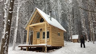 BUILDING a Small Cabin in the WOODS COMPLETE BUILD [upl. by Ahsennek]