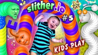 SLITHERio 5 BABY SNAKE PUNCHER FGTEEV Kids Play w Worms ♫ Chase Lex Mike amp Shawn ♫ [upl. by Inatirb57]