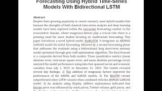 HyBiLSTM Multivariate Bitcoin Price Forecasting Using Hybrid Time Series Models With Bidirectional [upl. by Walling]