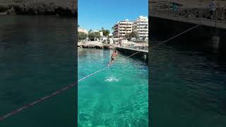 Best Slackliner from Mallorca WOW🤯slackliner mallorca gibbon freestyle parkour slacklife [upl. by Ellek673]