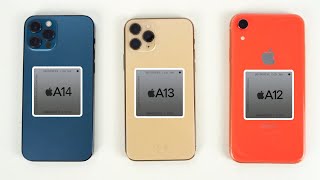 Apple A14 Bionic vs A13 vs A12 TEST de VELOCIDAD 🔥 [upl. by Aduh800]