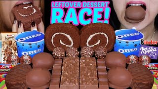 ASMR LEFTOVER DESSERT RACE OREO ICE CREAM CHOCOLATE ROLL CAKE MILKA BIG CHOCOLATE MARSHMALLOWS 먹방 [upl. by Solly]