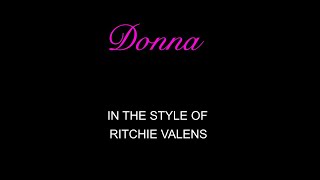 Ritchie Valens  Donna  Karaoke  With Some Backing Vocals [upl. by Yesnik]