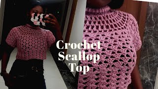 Easiest DIY Crochet scallop top for beginners [upl. by Lunsford]