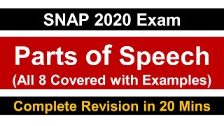 SNAP 2020 Exam 8 Parts of Speech with Practice Questions  Must Watch [upl. by Eynahpets]