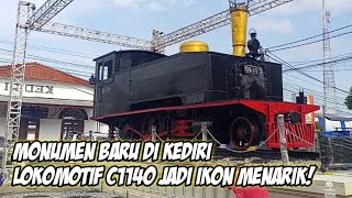 Lokomotif C1140 akan menjadi monumen baru  Ikon baru di depan stasiun Kediri kota genk lokomotif [upl. by Marillin]