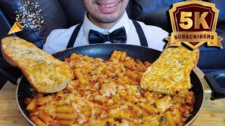 PASTA CHEESE CRUNCHY GARLIC BREAD 🥳 5000 SUBSCRIBERS SPECIAL MUKBANG EATING SHOW [upl. by Kironde]