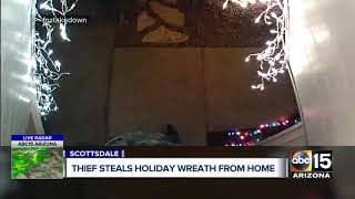 Reallife Grinch caught on video stealing holiday wreath [upl. by Kaufmann209]