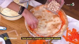 Coup dfood  Tarte poulet à lestragon et rubans de carottes [upl. by Hamon]