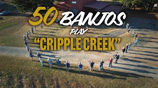 50 Banjos Play quotCripple Creekquot at Banjo Bens Cabin Camp 2024 [upl. by Vinnie380]