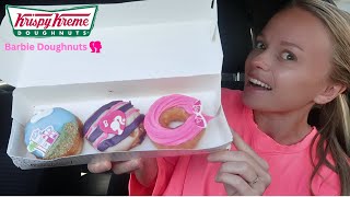 KRISPY KREME NEW Barbie Dream Dozen Review Pink Berries amp Kreme Malibu Dream Party Donuts [upl. by Riti]