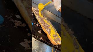 Making the THREE FOOT PHILLY CHEESESTEAK at Fedoroff’s Roast Pork in NYC 🥩🧀🥖DEVOURPOWER asmr [upl. by Filiano]