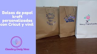 Cómo hacer Bolsas de Papel Kraft Personalizadas con Vinil y Cricut  Kraft Paper Bags [upl. by Eirhtug]